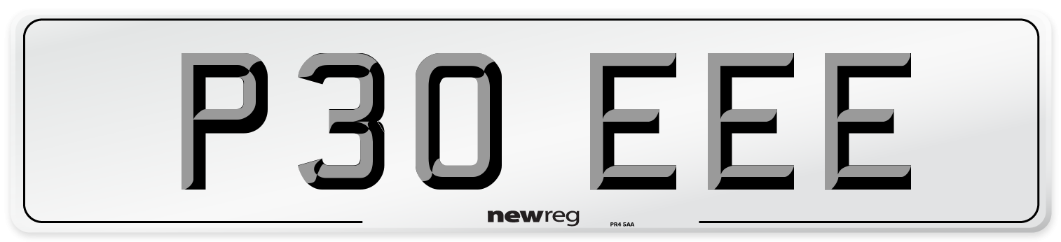 P30 EEE Number Plate from New Reg
